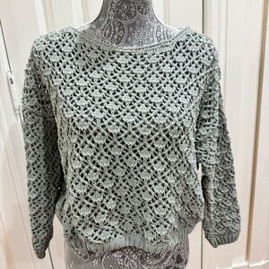 Moon & Madison Crochet Women's Light Green Knit Sweater